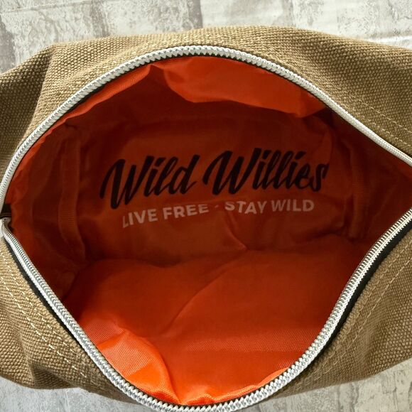 Wild Willies Green Toiletry Canvas Bag Travel Organizer Grooming Pouch - Picture 4 of 6